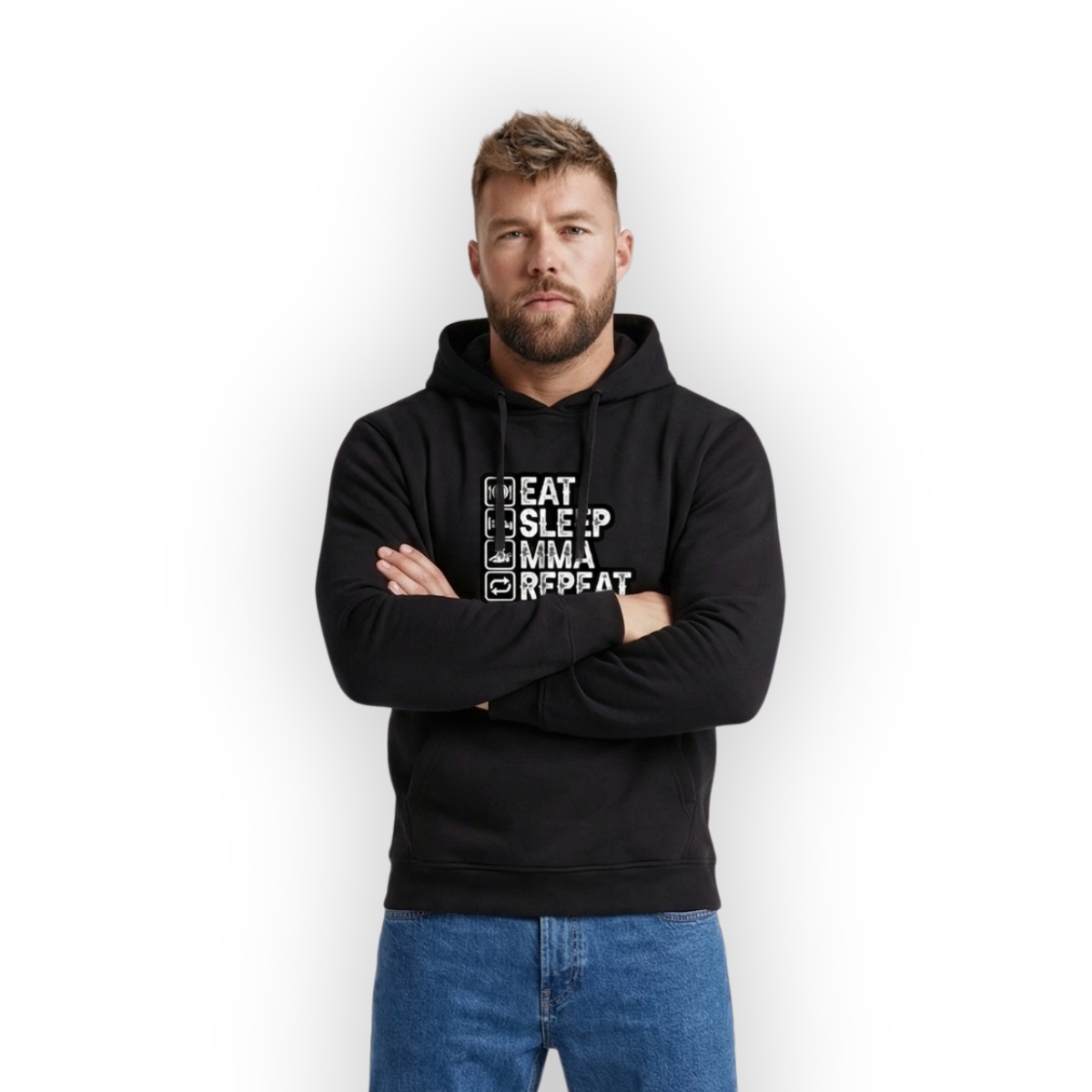 Bluza czarna Eat Sleep MMA Repeat - obrazek 2