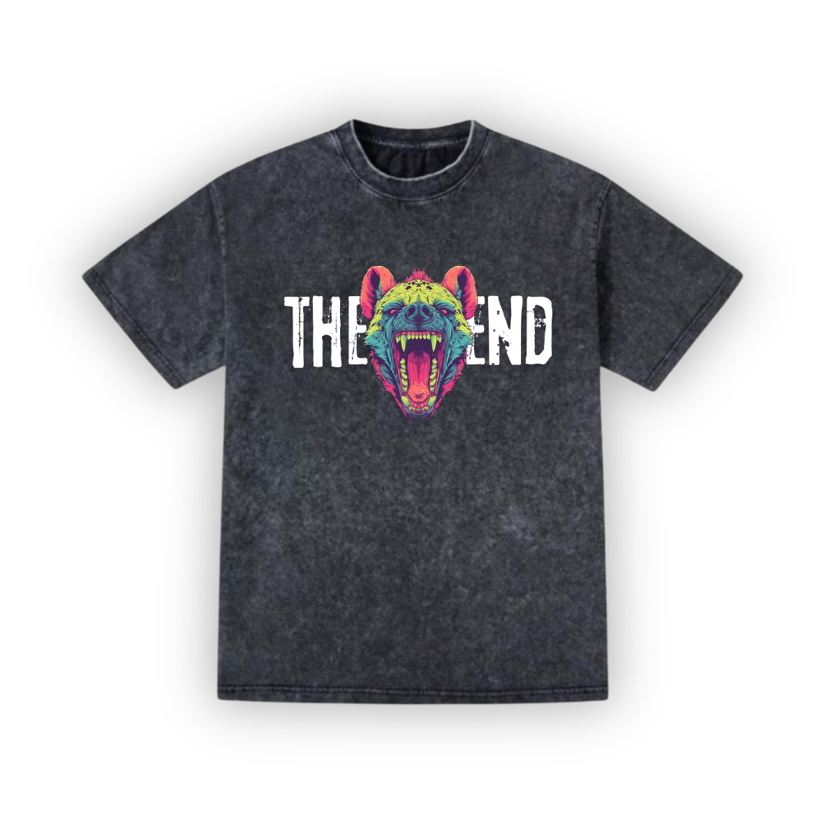 T-shirt Washed Effect Czarny The End Hyene
