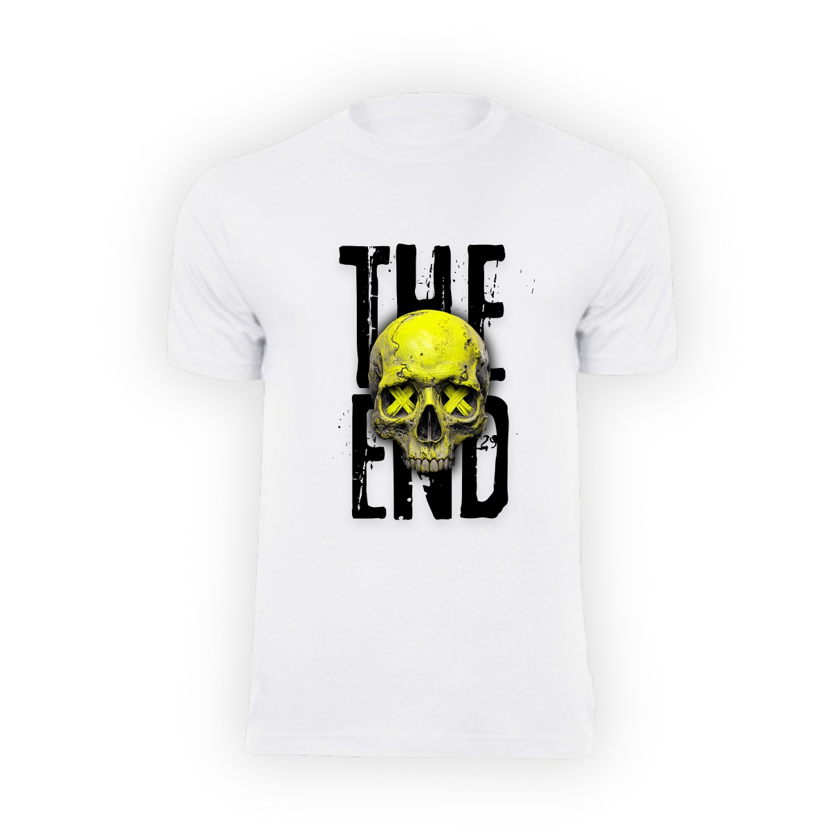 T-shirt biały The End Yellow Skull