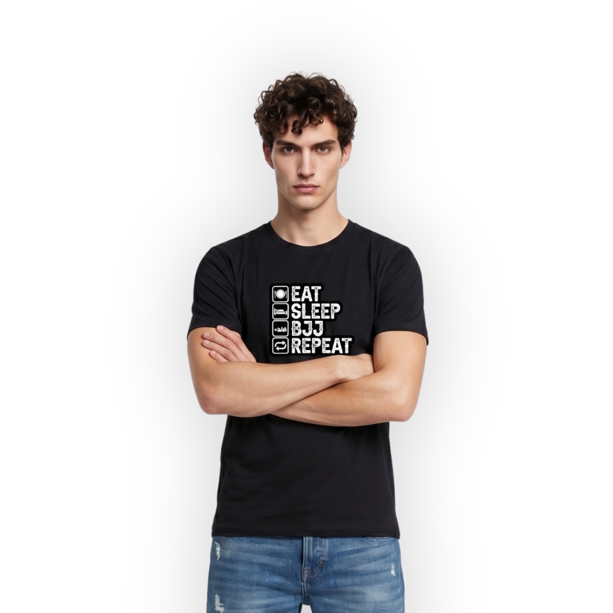 T-shirt czarny Eat Sleep BJJ Repeat